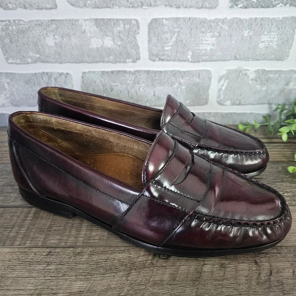 Vintage G.H. Bass Weejuns Logan Oxblood Penny Loafers Men's 9.5M Brazil 9206